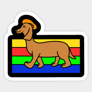 Dachshund wearing hat Sticker